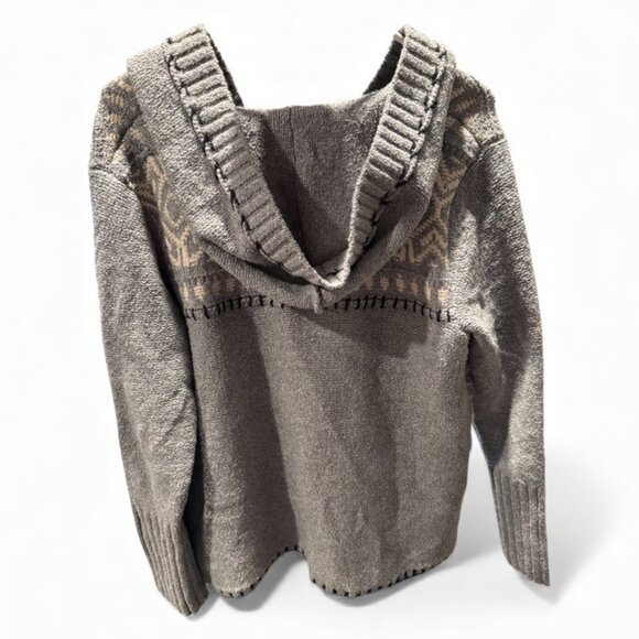 J Jill Hooded Cardigan Sweater – Fair Isle Knit – Gray – Women’s Size M – Like N - Picture 2 of 9